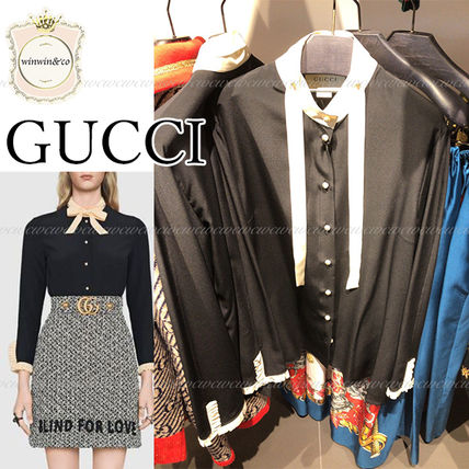 GUCCI Long Sleeves Plain Medium Office Style Elegant