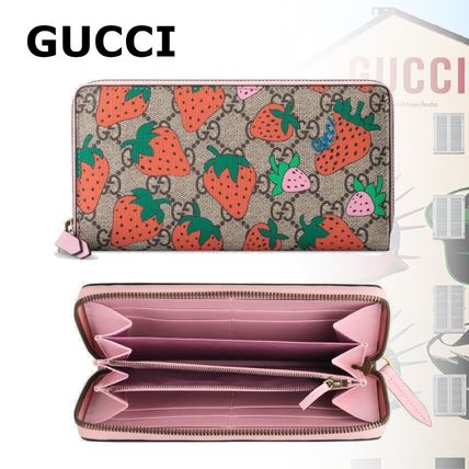 GUCCI GG Supreme Unisex Street Style Logo Long Wallets 
