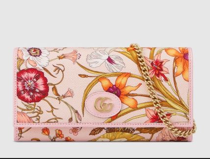 GUCCI Flower Patterns Blended Fabrics Long Wallets 