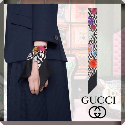 GUCCI Flower Patterns Casual Style Silk Party Style Elegant Style