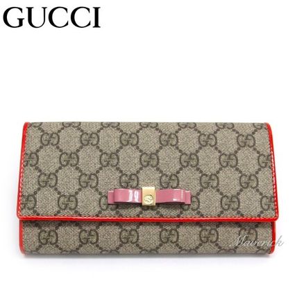 GUCCI GG Supreme Bi color Leather Long Wallets 