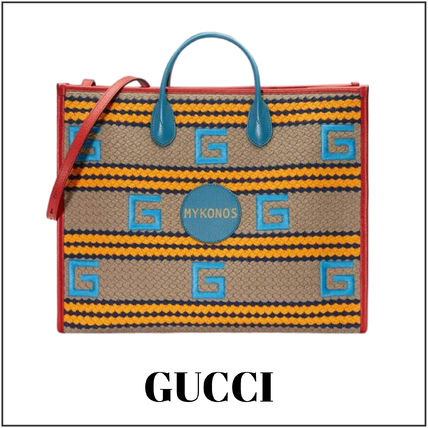 GUCCI 2020 SS Mykonos Striped Tote Bag