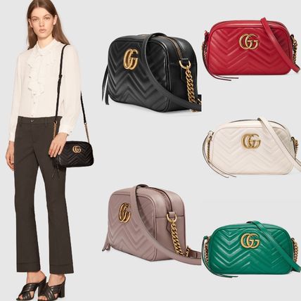 GUCCI GG Marmont 2019 SS Plain Leather Elegant Style Crossbody Shoulder Bags