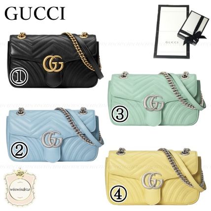GUCCI Casual Style Leather Logo Shoulder Bags 