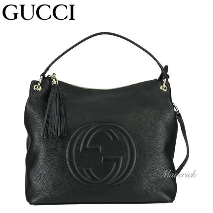 GUCCI Soho Casual Style Leather Elegant Style Logo Handbags 