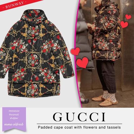 GUCCI Flower Patterns Unisex Medium Oversized Elegant Style Coats 