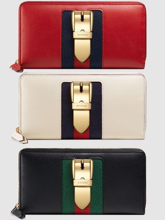 GUCCI Sylvie 2019 SS Plain Leather Long Wallet Long Wallets 