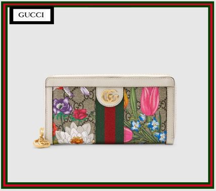 GUCCI Ophidia Leather Logo Long Wallets