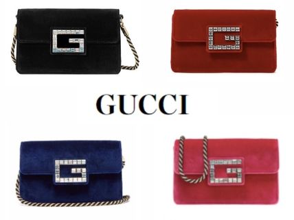 GUCCI GUCCI BROADWAY MINI CRISTAL G VELVET CROSSBODY BAG