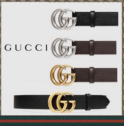 GUCCI Wide Leather Belt With Double G Buckle
