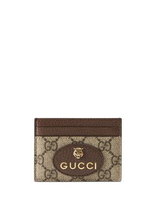 GUCCI Blended Fabrics Leather Logo Card Holders