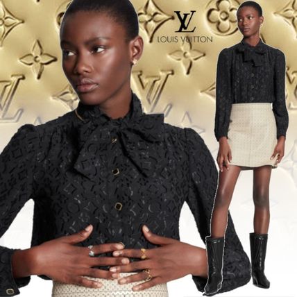 Louis Vuitton MONOGRAM 2020 21AW Elegant Monogram Jacquard Lavaliere Blouse