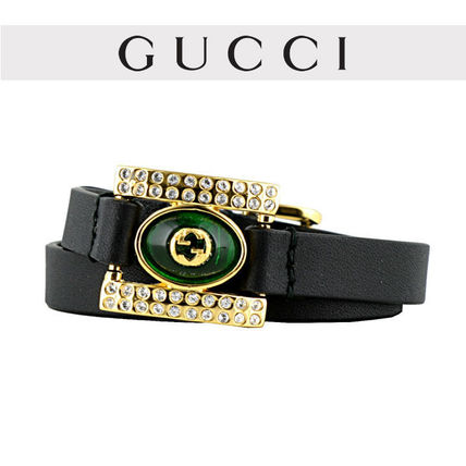 GUCCI 2020 SS Leather With Jewels Elegant Style Logo Belts 