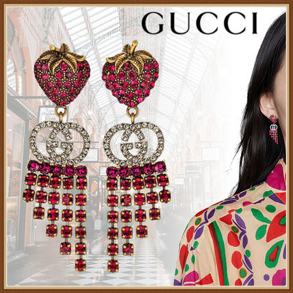 GUCCI Strawberry Earrings With Crystals