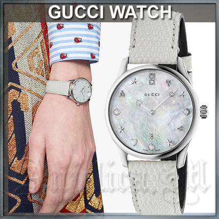 GUCCI 2020 Cruise Leather Round Quartz Watches Office Style Elegant Style 