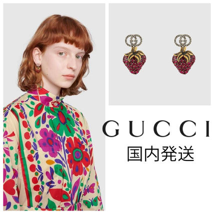GUCCI 2019 20AW Earrings With Strawberry Pendant