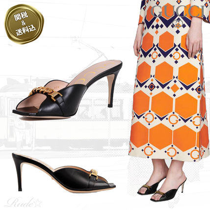 GUCCI WomenS Mid Heel Slide With Chain