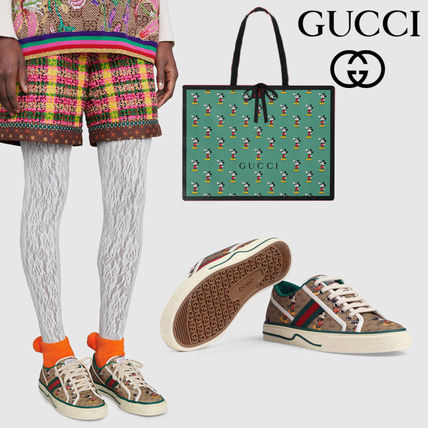 GUCCI 2020 SS Unisex Leather Logo Low Top Sneakers 