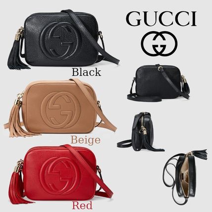 GUCCI Soho 2019 SS Tassel Plain Leather Elegant Style Logo Shoulder Bags 