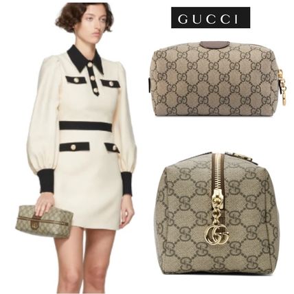 GUCCI Ophidia Monogram Canvas Logo PouchesCosmetic Bags 