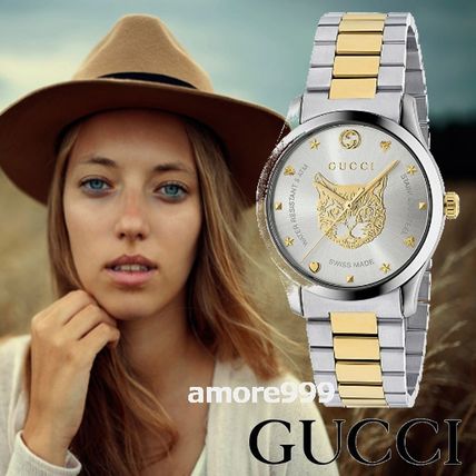 GUCCI Round Quartz Watches Stainless Elegant Style Analog Watches YA1264074 