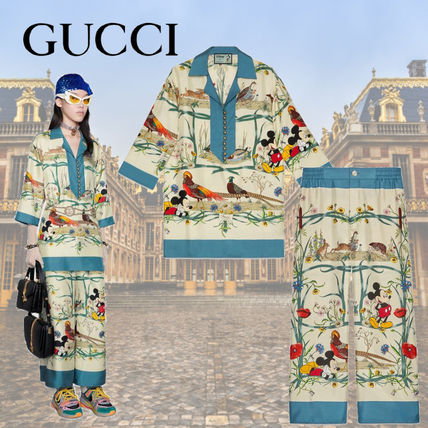 GUCCI 2020 SS Casual Style Silk Cropped Logo Dresses 