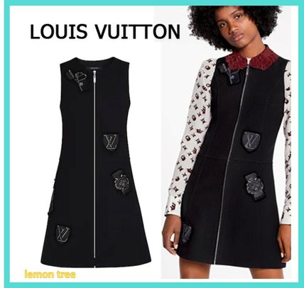 Louis Vuitton Sleeveless Zipped A Line Dress With Embroidered Patches 1A5JOJ 
