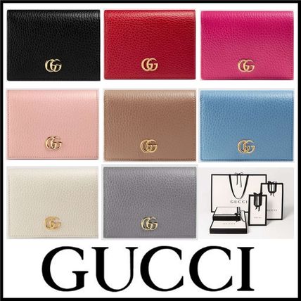 GUCCI GG Marmont 2018 Cruise Unisex Plain Leather Small Wallet Folding Wallets