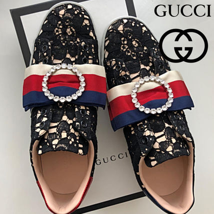 GUCCI Casual Style Unisex Street Style Logo Low Top Sneakers 