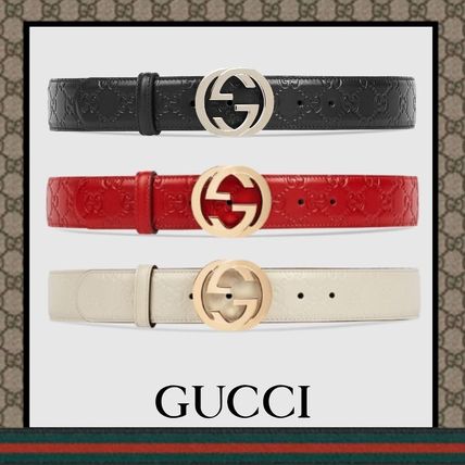 GUCCI 2018 19AW Gucci Signature Leather Belt 370543 
