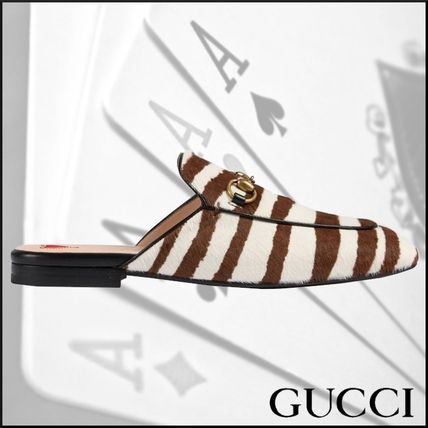 GUCCI 2020 21AW Zebra Patterns Casual Style Leather Elegant Style Slippers