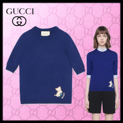 GUCCI 2020 21AW Cashmere Silk Jumper With Kitten 628377 XKBH3 4076 