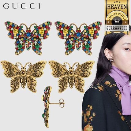 GUCCI 2020 SS Crystal Studded Butterfly Earrings 503919 J1D50 8518 