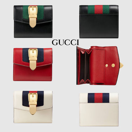GUCCI Sylvie Leather Folding Wallets 