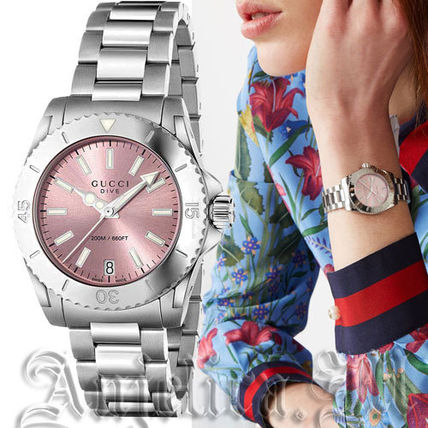 GUCCI 2017 Cruise Casual Style Round Quartz Watches Stainless Analog Watches 