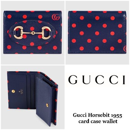 GUCCI 1955 Horsebit 2020 SS Dots Leather Folding Wallet Small Wallet Folding Wallets 