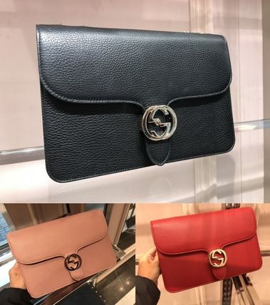 GUCCI GG Marmont Chain Plain Leather Handmade Elegant Style Crossbody 