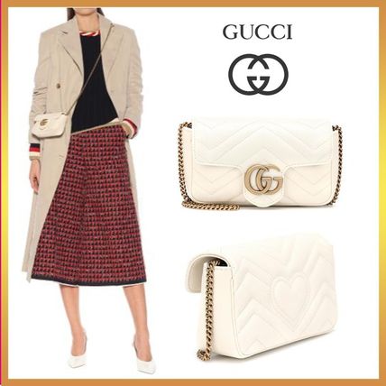 GUCCI GG Marmont Casual Style Plain Leather Party Style Elegant Style 