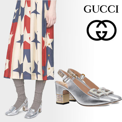 GUCCI Casual Style Elegant Style Logo PumpsMules 