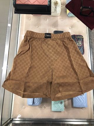 GUCCI 2020 21AW Gg Silk Shorts With Gucci Label