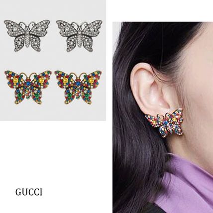 GUCCI Crystal Studded Butterfly Earrings