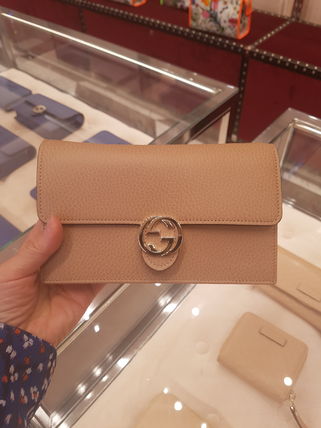 GUCCI Casual Style Calfskin Plain Leather Crossbody Shoulder Bags 