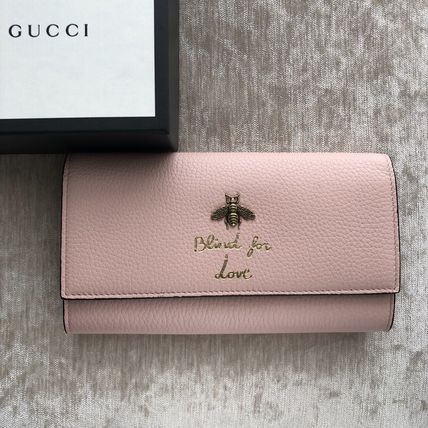 GUCCI Plain Leather Logo Long Wallets 454070 A7M0T 5909 