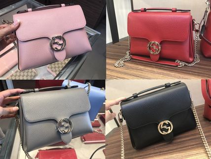 GUCCI GG Marmont Blended Fabrics 2WAY Chain Plain Leather Elegant Style 