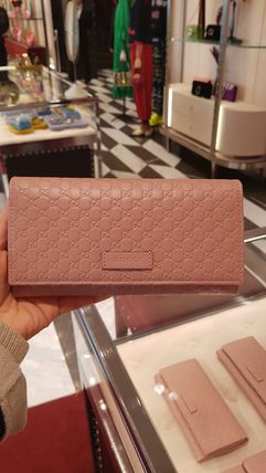 GUCCI Calfskin Leather Logo Long Wallets 