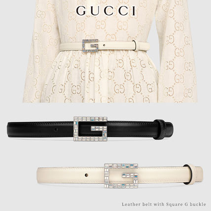 GUCCI 2019 20AW Leather Belt With Square G Buckle