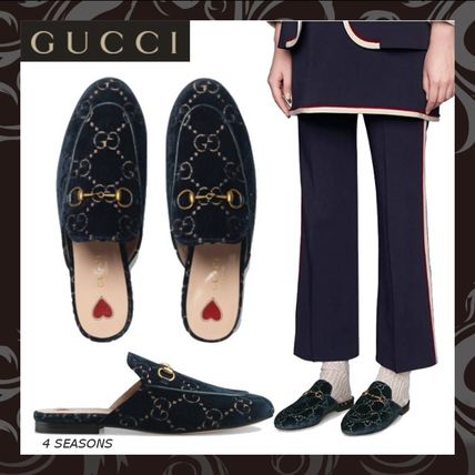 GUCCI Princetown 2018 19AW Monogram Slip On Shoes 