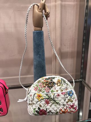 GUCCI Flower Patterns Casual Style Canvas Crossbody Shoulder Bags 
