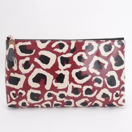 GUCCI Leopard Patterns Unisex PouchesCosmetic Bags 