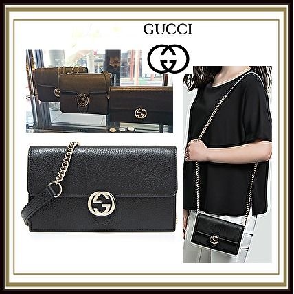 GUCCI Casual Style Leather Shoulder Bags 